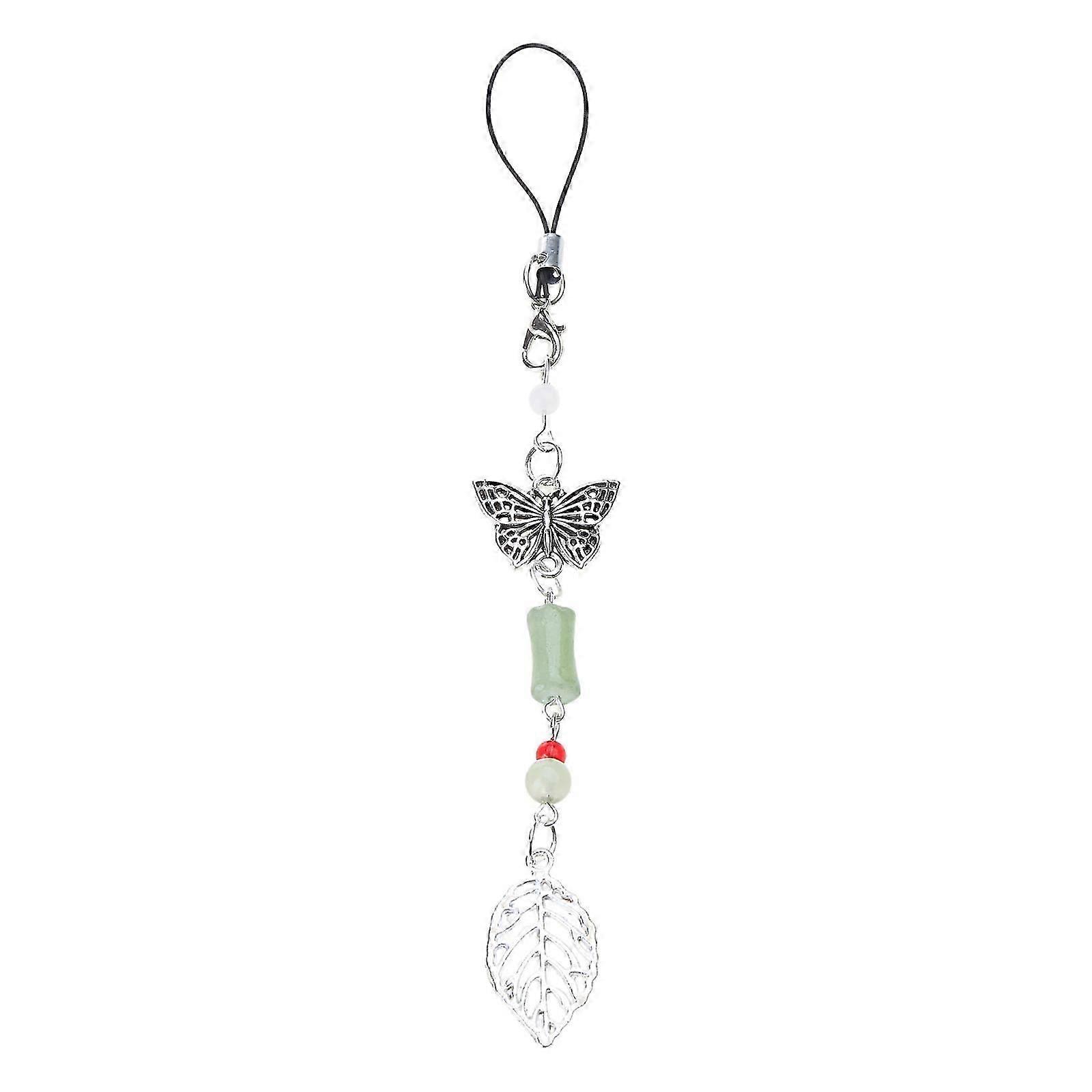 Handmade Phone Charm Keychain Customizable Butterfly Pendant Phone Charm Stylish Beaded Keyring Phone Ornament