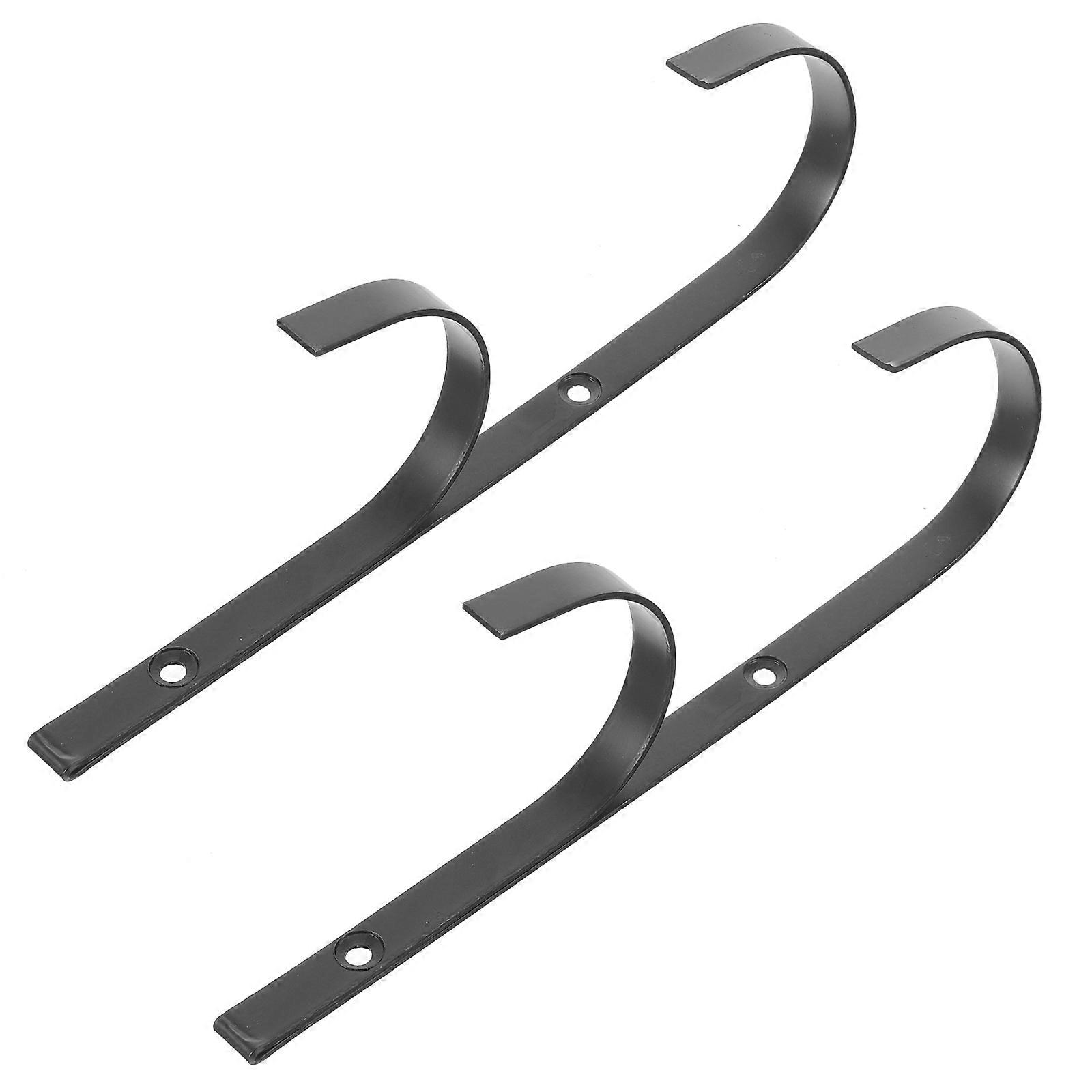 Metal Pool Pole Hangers 2 Pack Black Multi Use Hooks for Pool Skimmer Arm Storage Outdoor Space Saving Maintenance Accessory