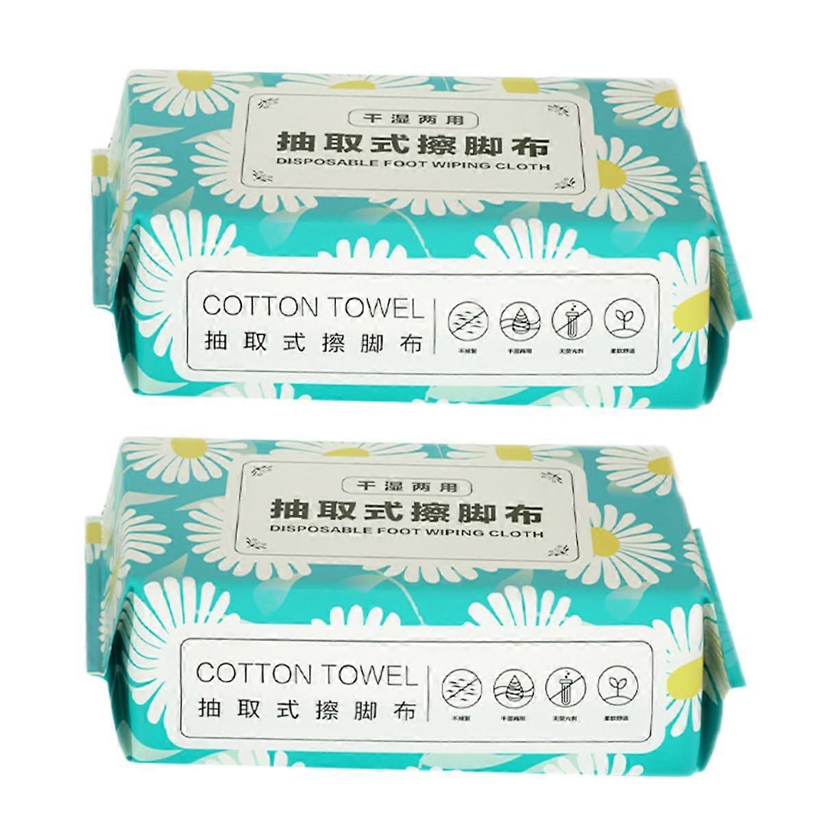2 Pockets Practical Foot Towels Absorbent Disposable Towels for Spa and Foot Care Each Pack Wet and Usable for Body Cleaning