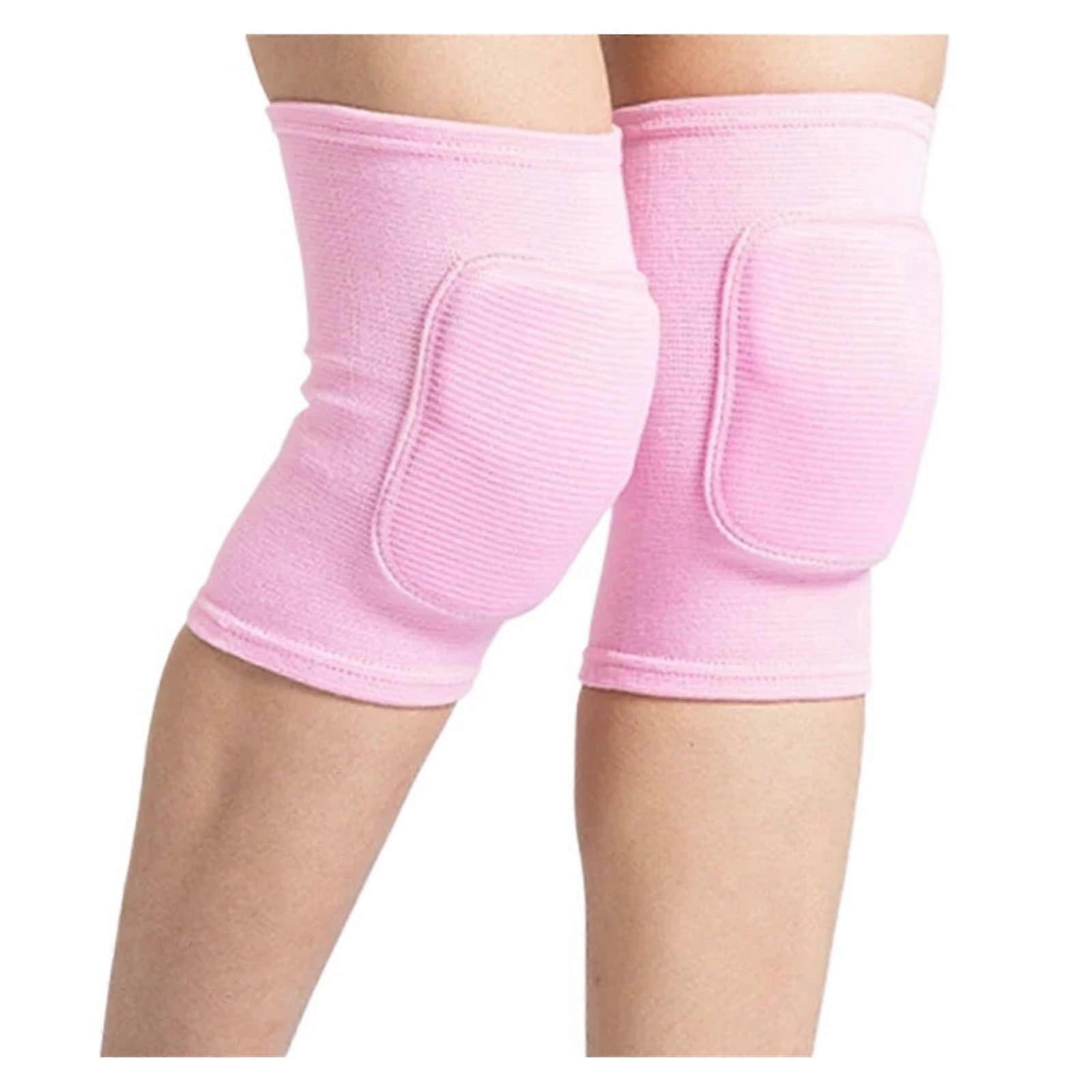Knee Pads for Volleyball 2 Pieces Compression Support Thickened Sponge Yoga StyleB pink S