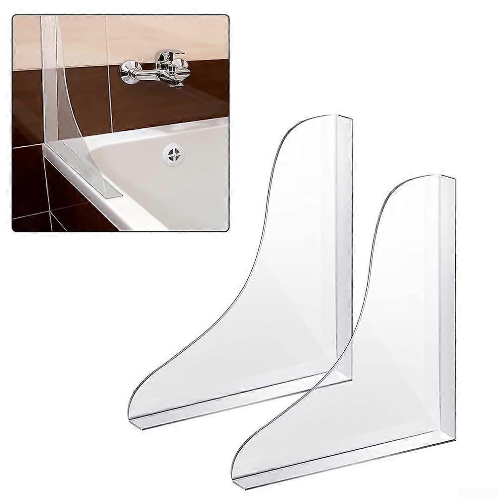 2pcs Shower Splash Guard, Self-Adhesive Clear Acrylic Bathtub Corner Protector, Large Water Defense for Bathroom Use