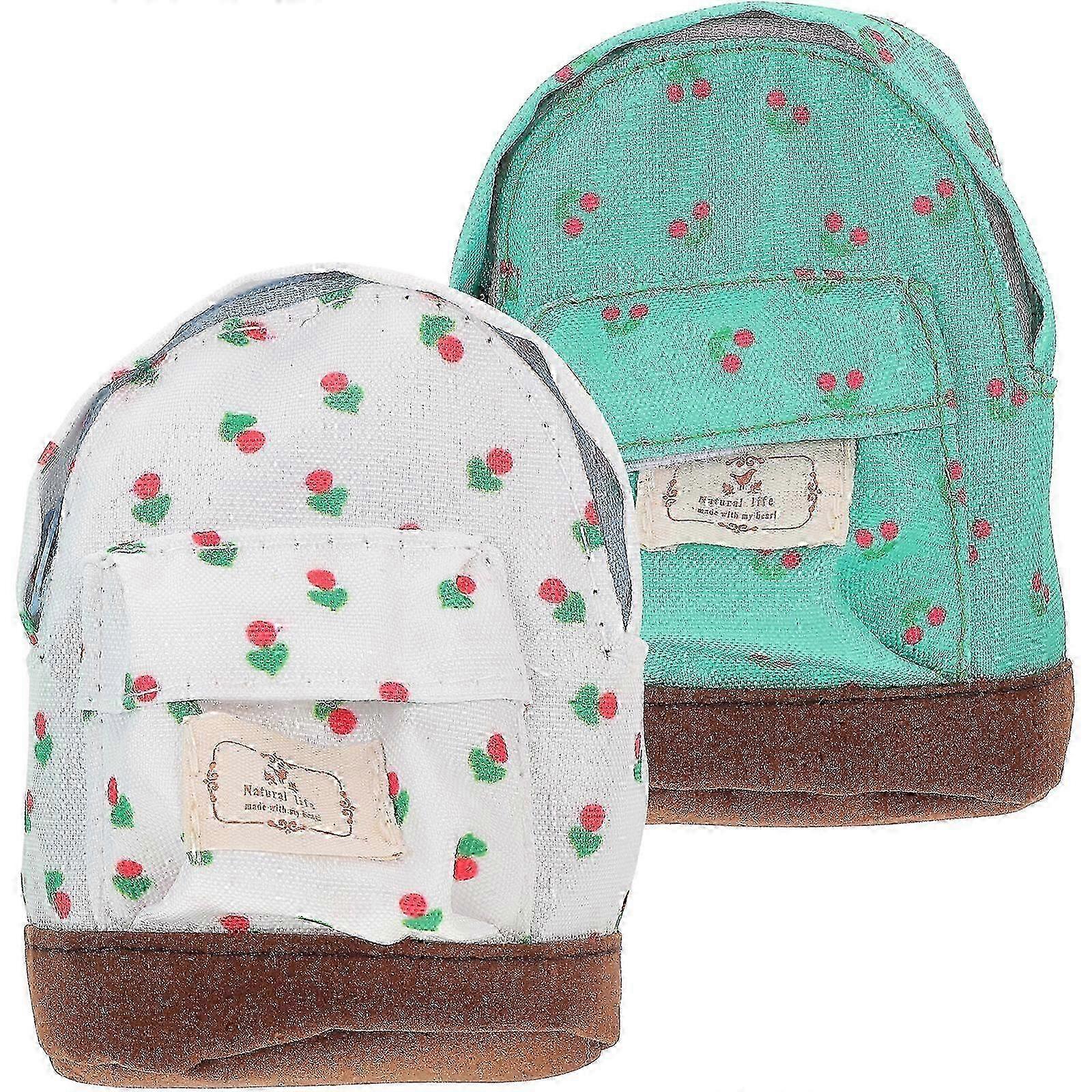 2Pcs Mini Backpack Model Creative Book Bag Ornament Mini Home Accessories