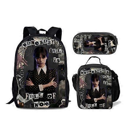 17-inch student backpack set 3D digital printing backpack three-piece set