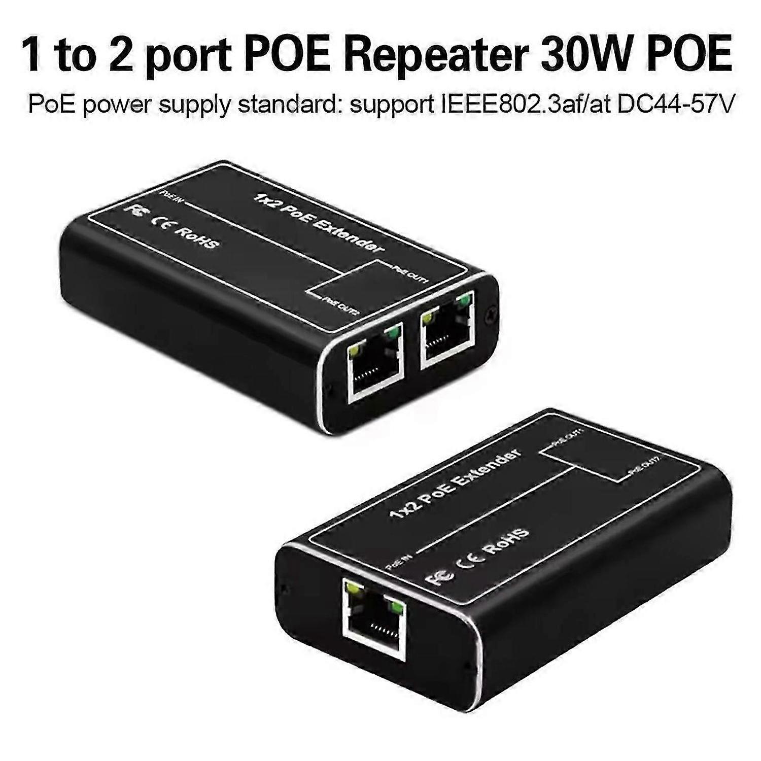 Gigabit POE Extender 2 Port 100 / 1000M Netzwerk-Switch-Repeater 30W IEEE802.3af/At Plug&Play für PoE S