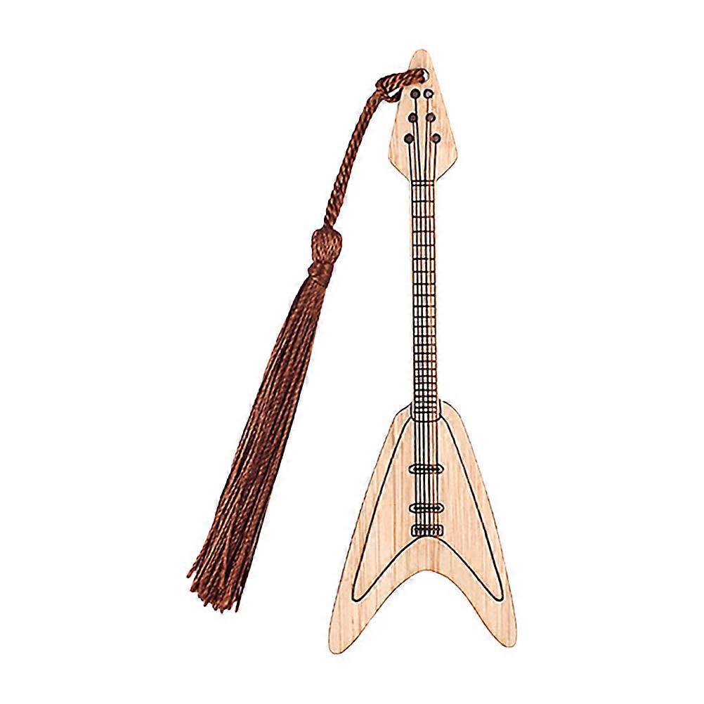 Color Wood Bookmarks Bamboo Bookmark Creative Design Guitar Shape Page Marker For Readers 1Pcs
