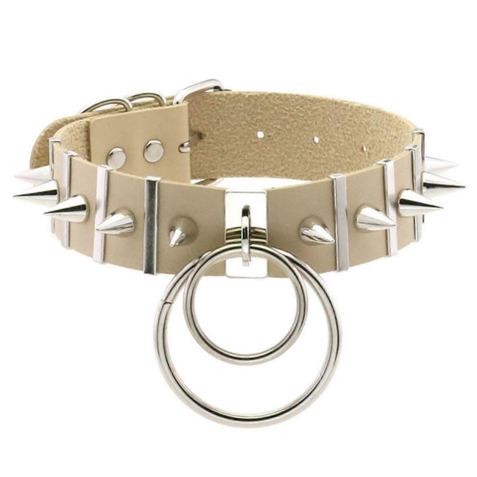 Women's black leather choker, punk leather, round, with studs, for festivals, girls, gothic jewelry
