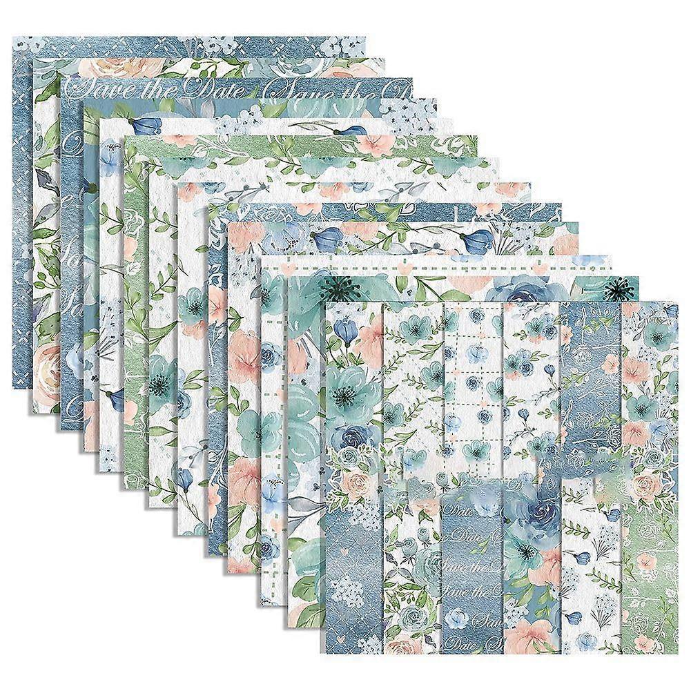 12 X 12 24 Sheet Scrapbook Paper 'Spring Blue Rose' for DIY Card Making