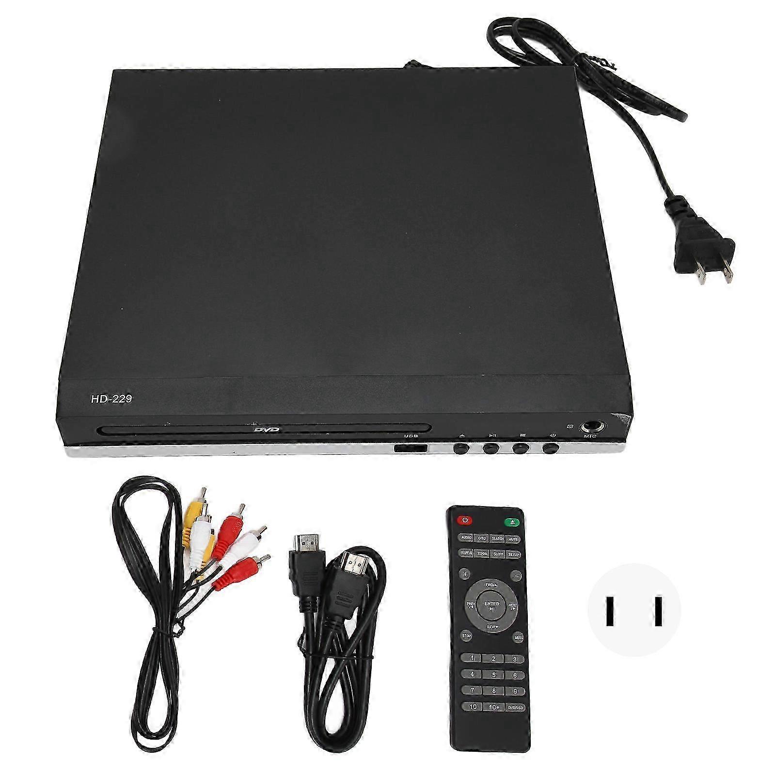 Mini DVD Player 1080P with AV Output Remote Control HD Multimedia Interface USB Port 110-240V US Plug