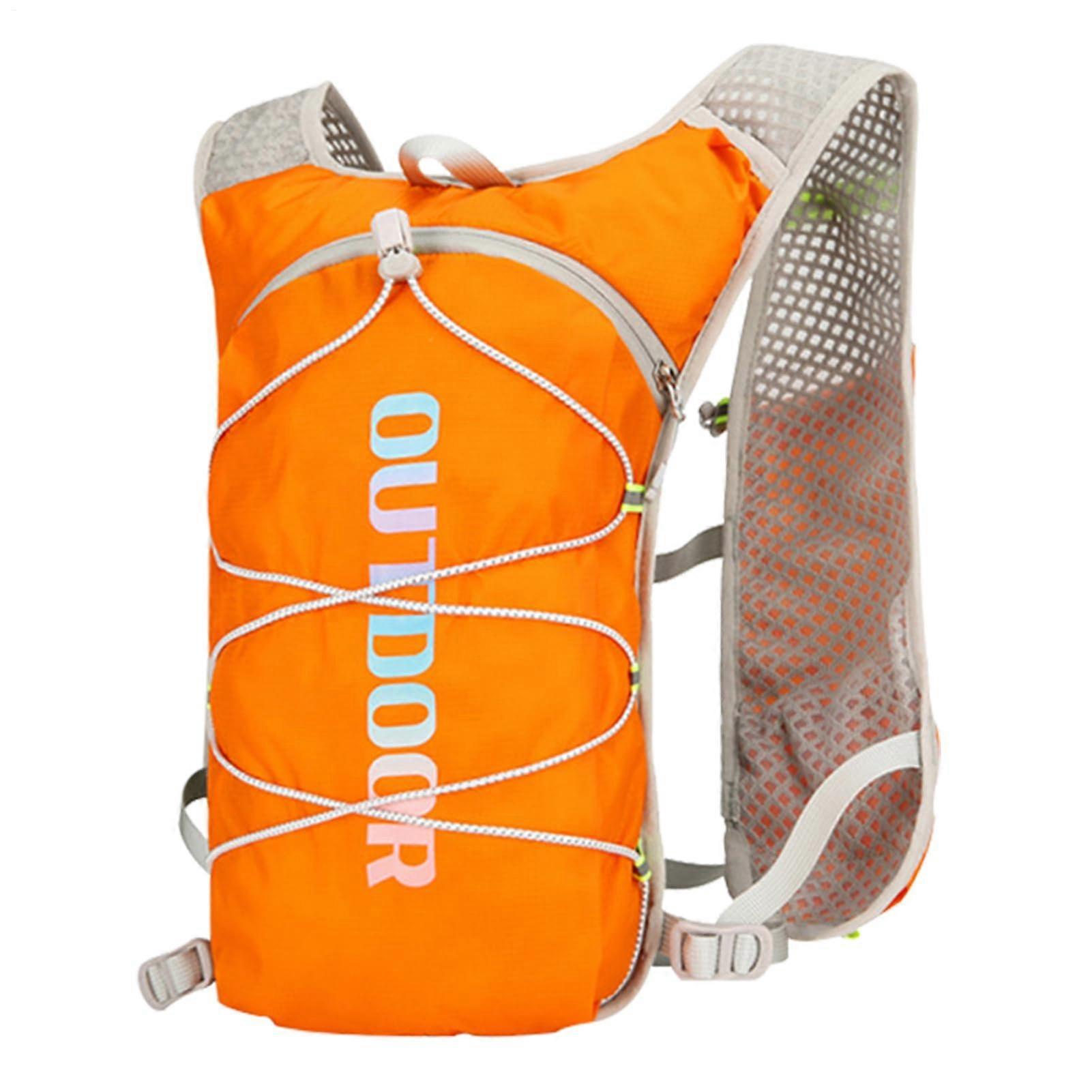 Race Hydration Bag Lightweight backpack with water tank, drink tubes ideal for running, cycling, orange.