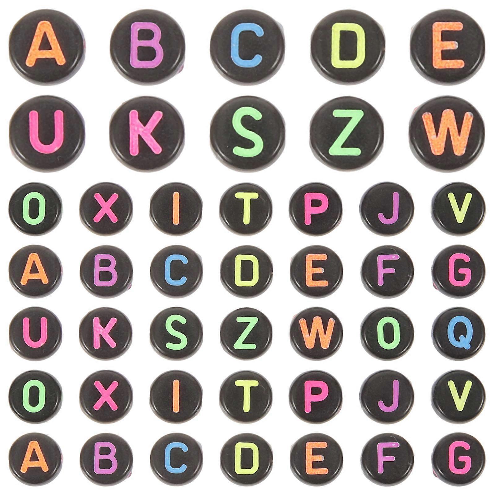 DIY Jewelry Making Beads Creative English Letters Pattern Assorted Color 0.6x0.6cm Acrylic Flat Square 1 Pack