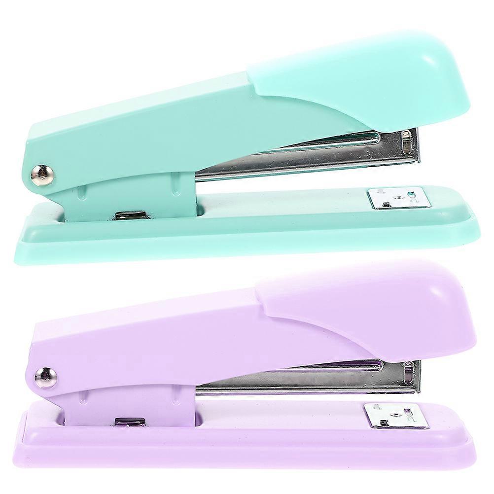 Desk Staplers Metal Stationery Tool Teachers Classroom Use Lavender Aesthetic Design 2Pack