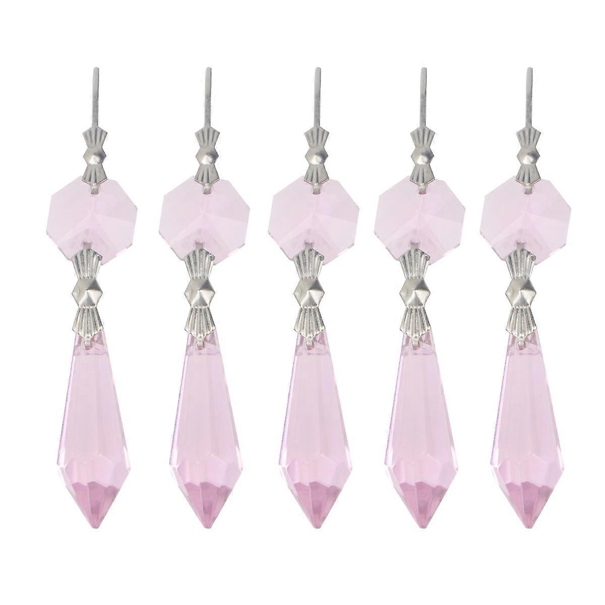 Crystal Teardrop Beads Ornament Diy Design Pink Octagonal Beads Reflective Effect Wedding Display 20 Pieces