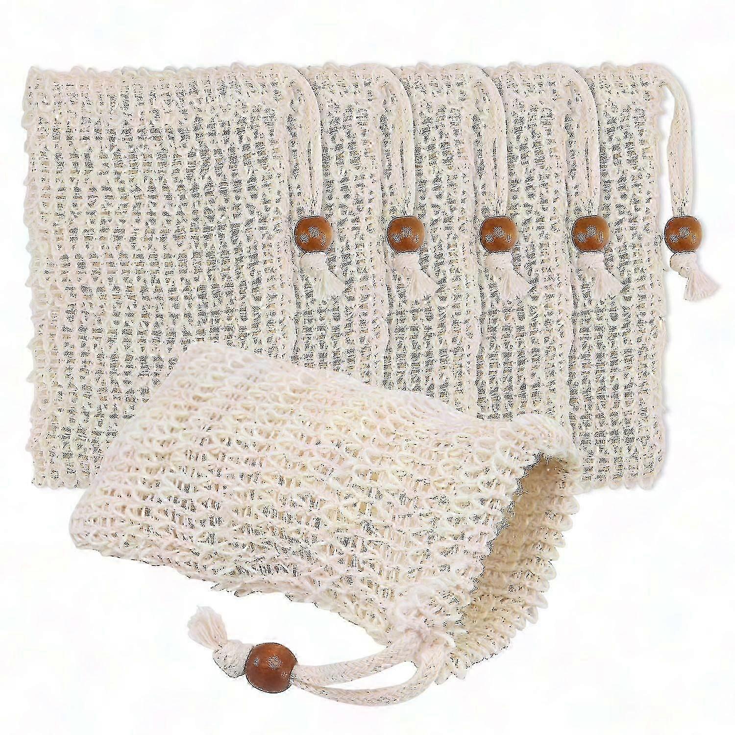 6 Pack Natural Soap Bag With Exfoliating Beads