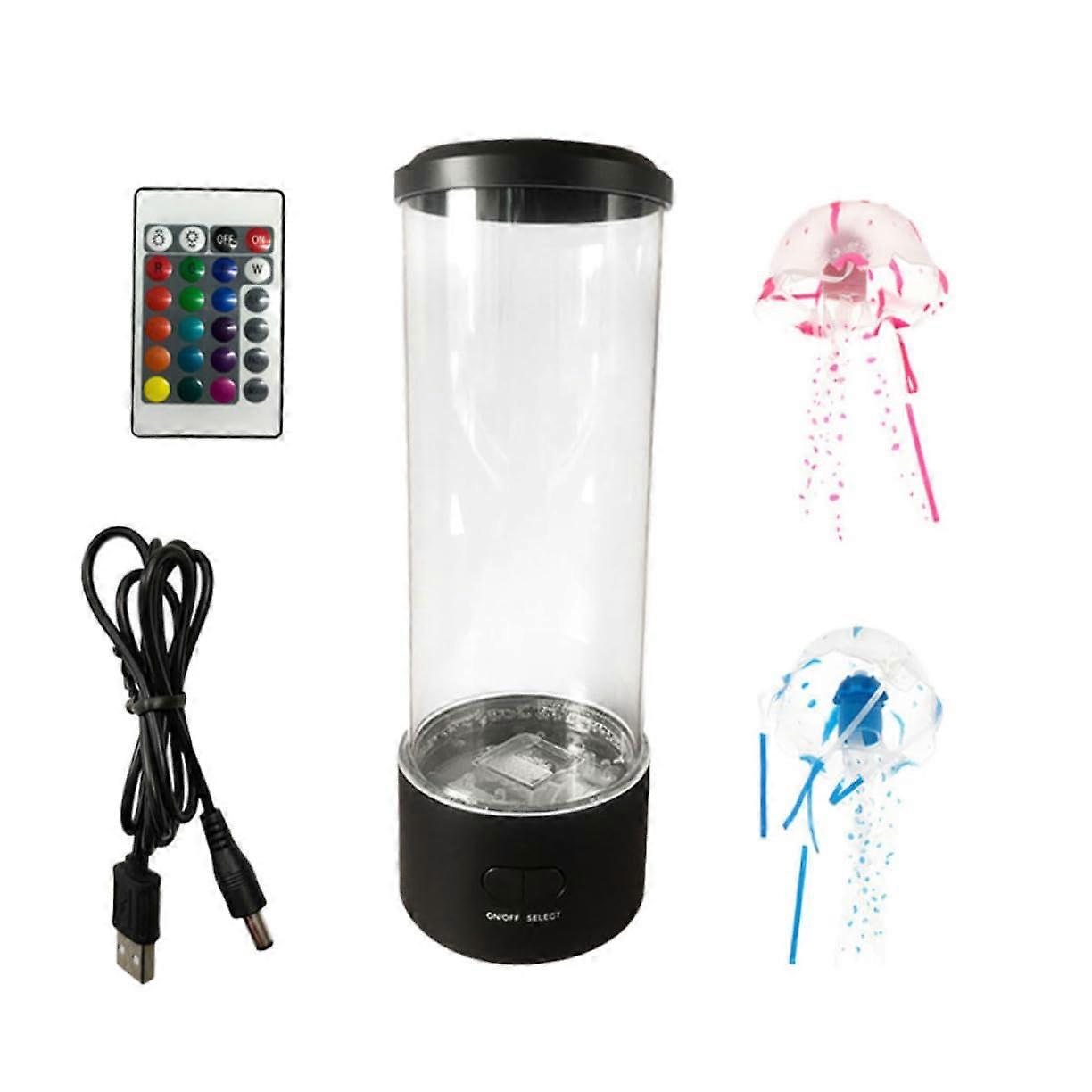 Jellyfish Lamp Set - Colorful LED Bedside Mood Light, ABS Table Lamp with Tank Design for Night Illumination