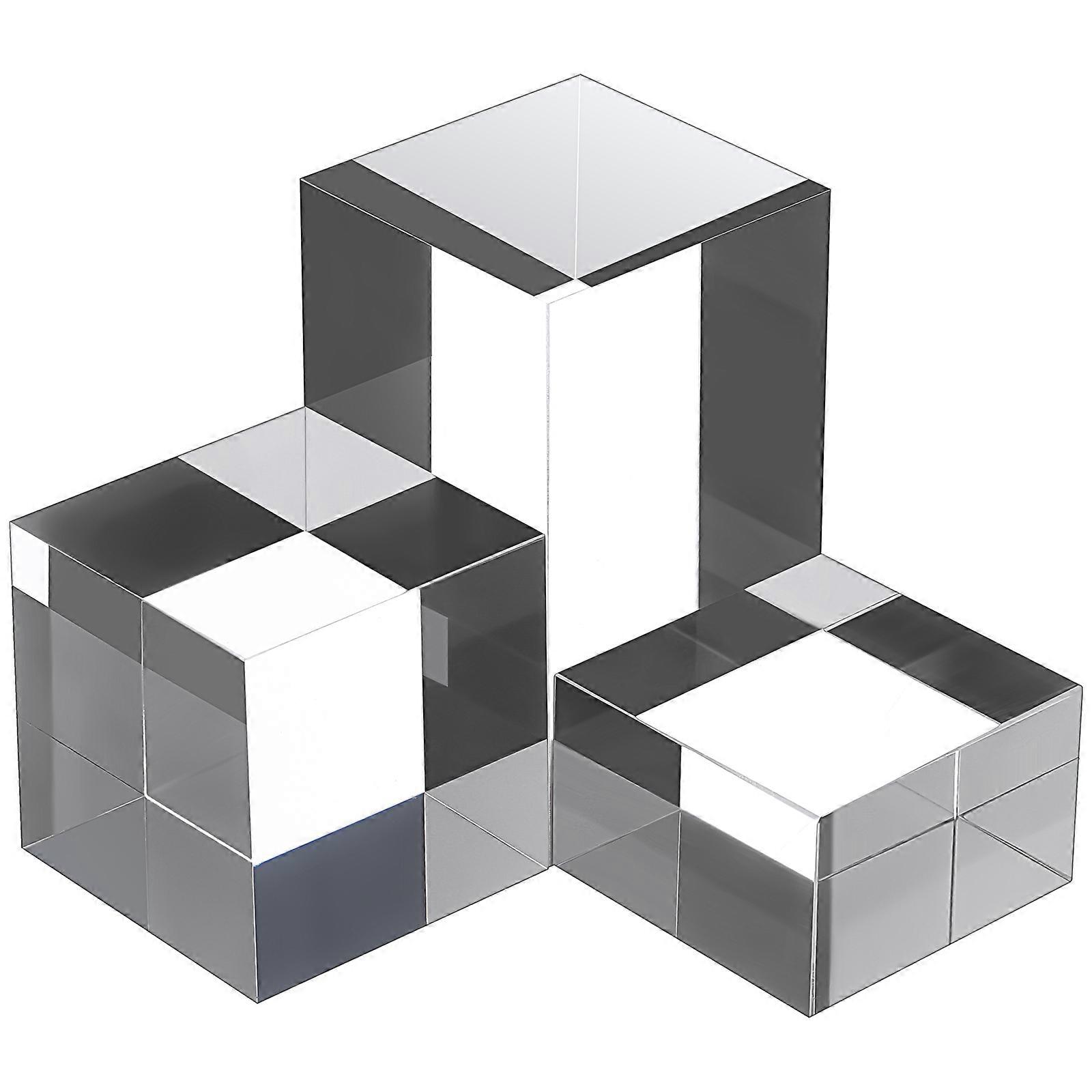 Cube Risers Acrylic Cube Risers Craft Display Stand Jewelry Display Transparent 5x5x5cm Simple 3Pcs