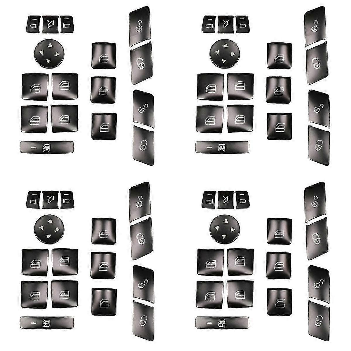 64Pcs Car Door Seat Memory Lock Window Glass Lift Button Cover Sticker For Cla/gla/////ml/a/b/e