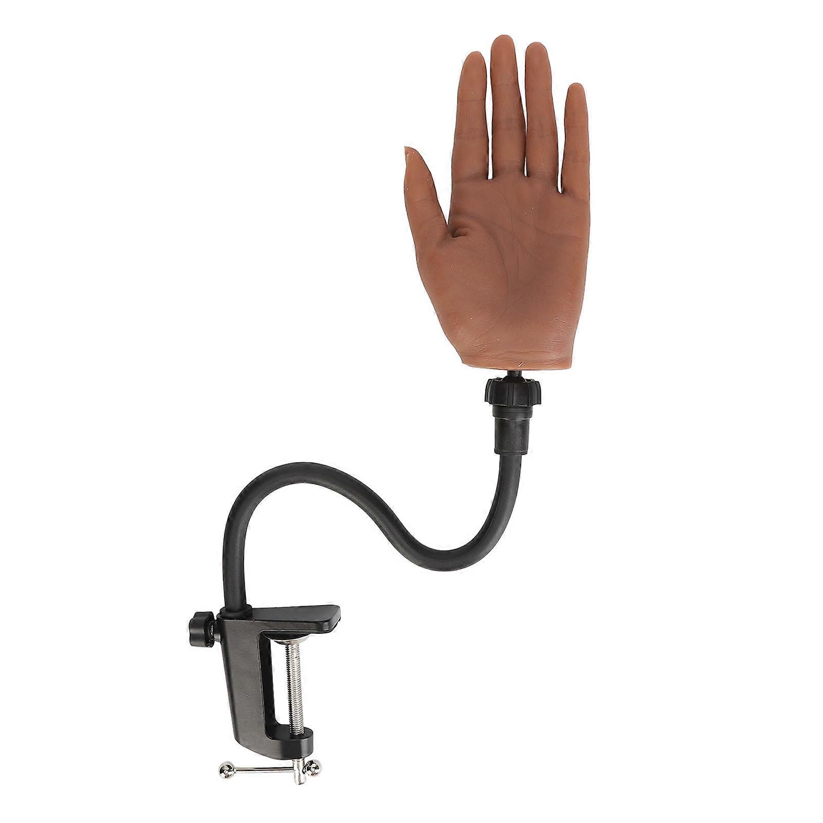 Nail Practice Hand Set Silicone Mannequin Hand Model and Transparent Nail Plates for Tattoo Manicure Training Left Hand