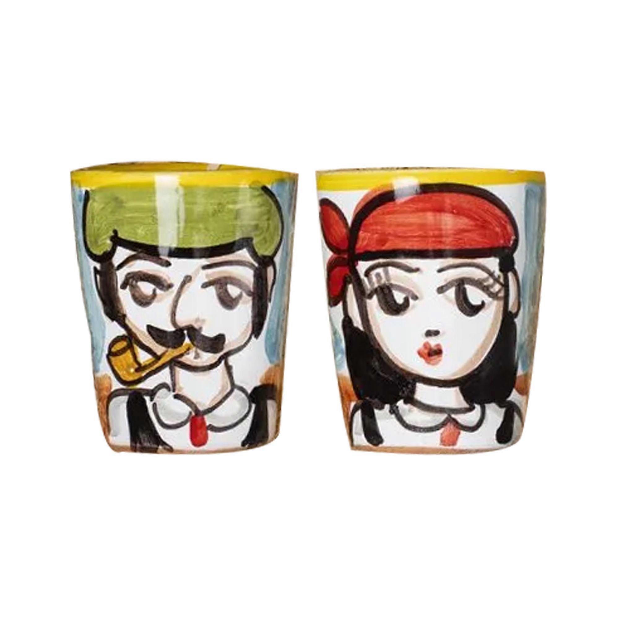 Sicilian Ceramic Cups - IDDU and IDDA - 4 pieces