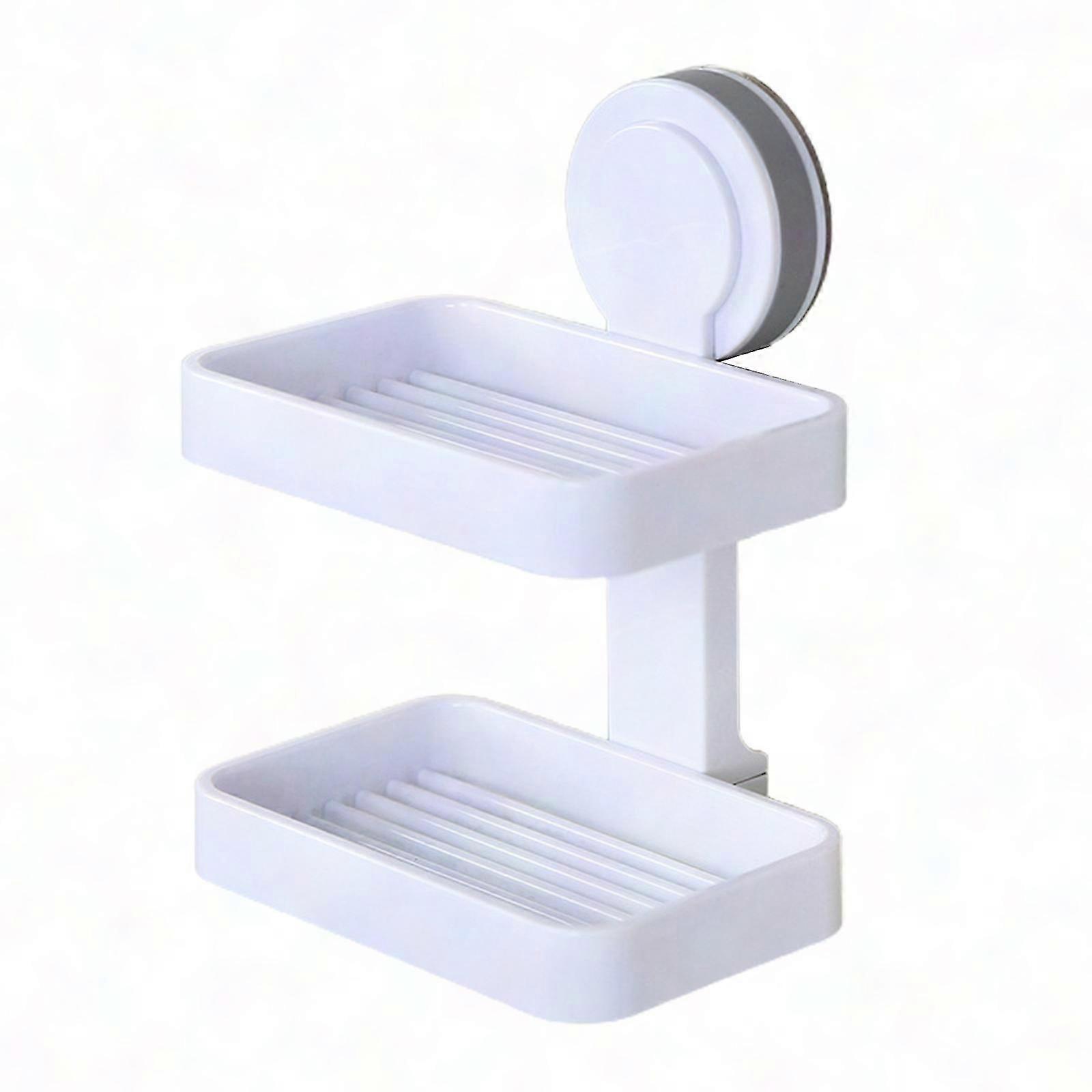 Suction Cup Soap Dish with Sponge Storage, Wall Mounted without Drilling, Durable and Strong Hold