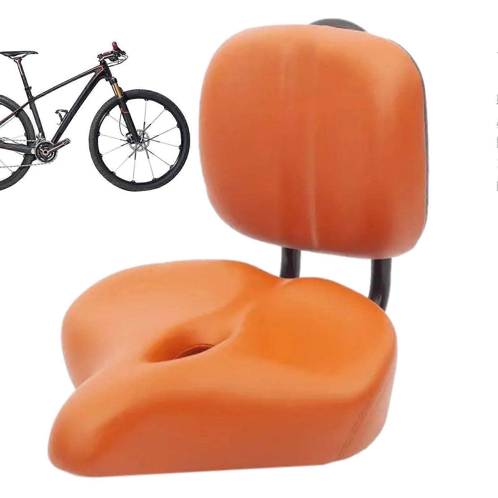 Comfort Bicycle Seat for Women, Wide Electric Bike Saddle with Back Support, Shock Absorbing Memory Foam, Brown