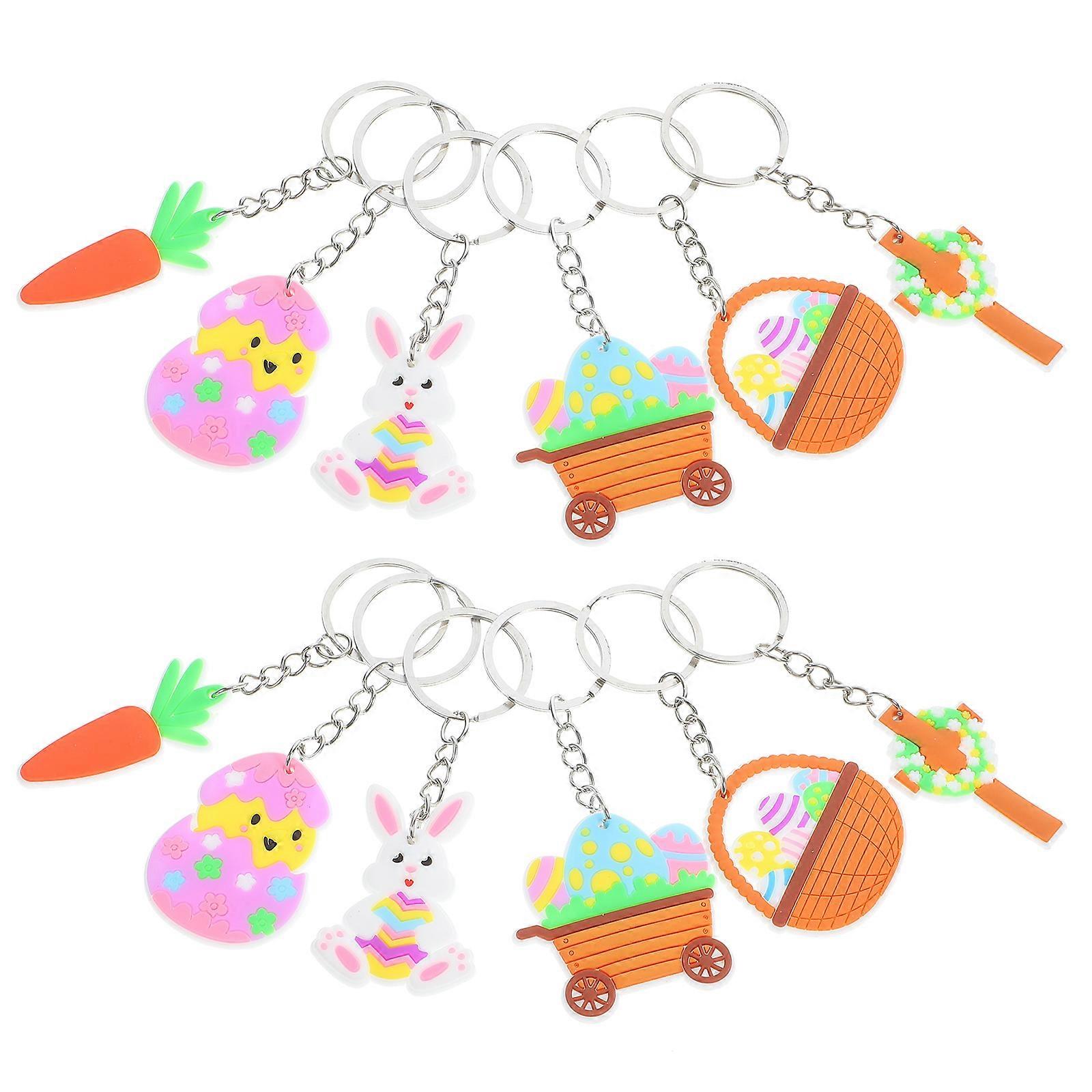 Easter Keychain with Assorted Colors for Decoration Lightweight and Durable Made of PVC and Zinc Alloy 12 Pieces