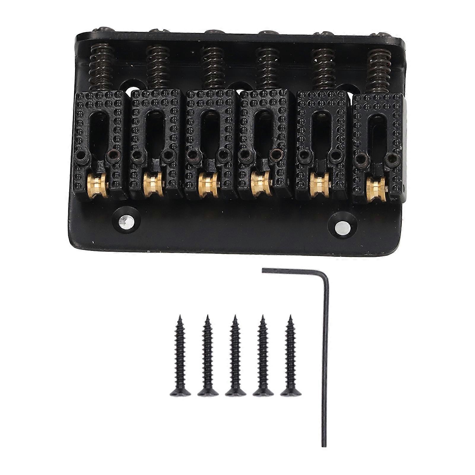 Electric Guitar Bridge 6 Strings 65mm Glossy Metal Guitar Hardtail Fixed Bridge Replacement Black