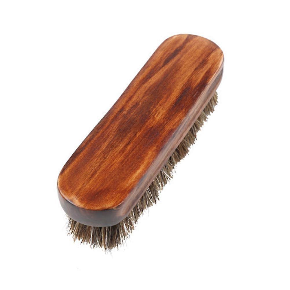 Horsehair Brush with Wooden Handle for Gentle Cleaning of Clothes Furniture and Shoes Brown 7.5 inch