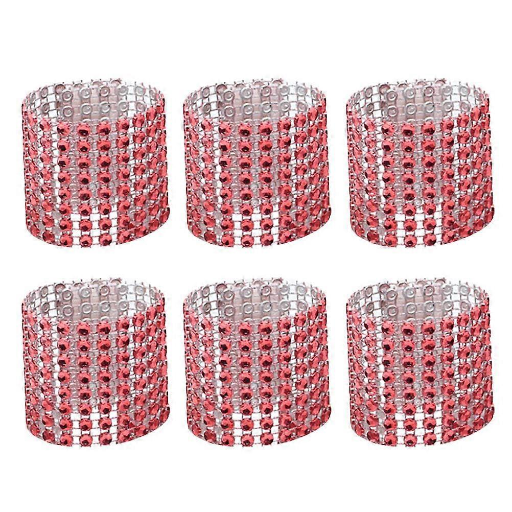 Napkin Buckles Stylish Crystal Holders Red Plastic Elegant Design for Wedding Celebrations 60Pcs