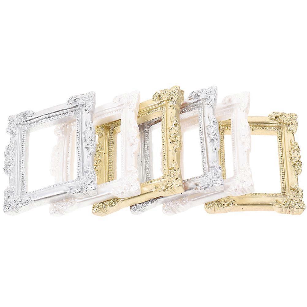 Miniature Accessories Tiny Retro Resin Frames Rectangular Diy Crafts Home Decoration 6Pcs
