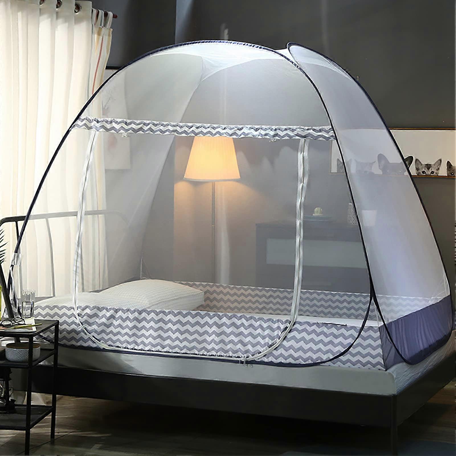 Collapsible Mosquito Net for Bed Double-Door Net With Mesh Base Hinged Tent for Indoor Outdoor 01.120x200x145