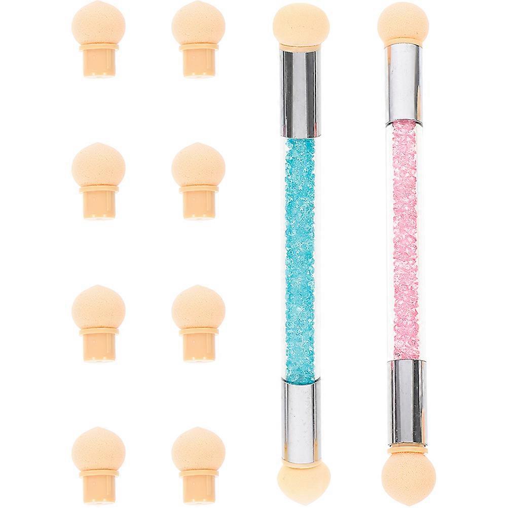 Paint Sponges Manicure Tools Acrylic Material 15.4x1.7cm Double Heads Design 2Sets