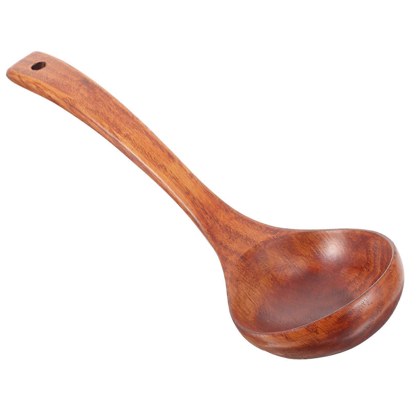 Wooden Cooking Scoop with Hook Light Brown Antislip Design for Kitchen Use 1 Piece Soup Ladle