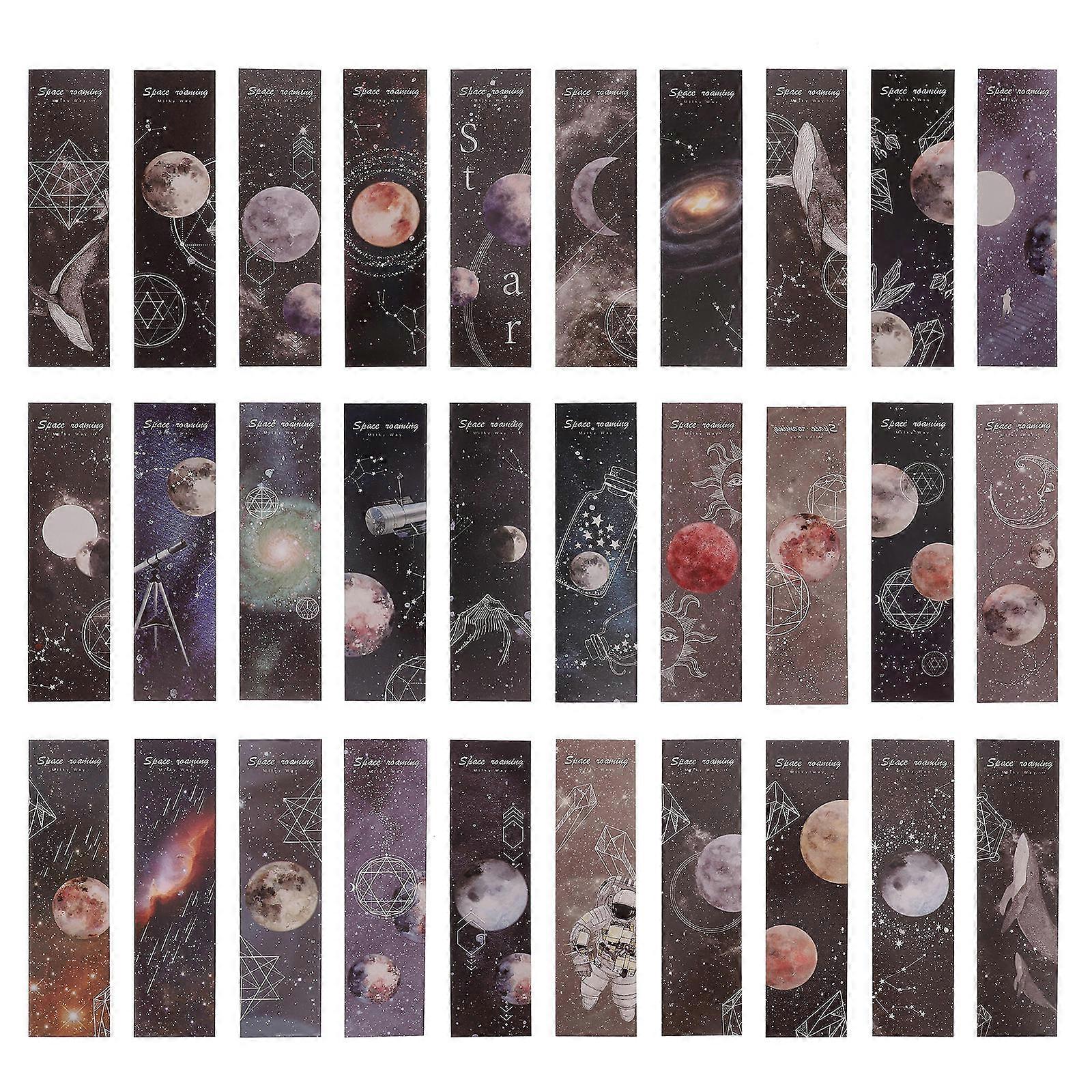 60pcs Space Theme Bookmarks DIY Student Bookmarks for Scrapbooks and Notebooks Premium Paper Patterns Page Markers for Readers and Writers
