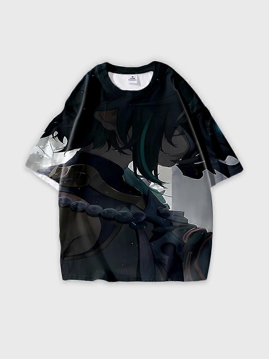 T-shirt round neck Role Pattern loose short sleeve D273