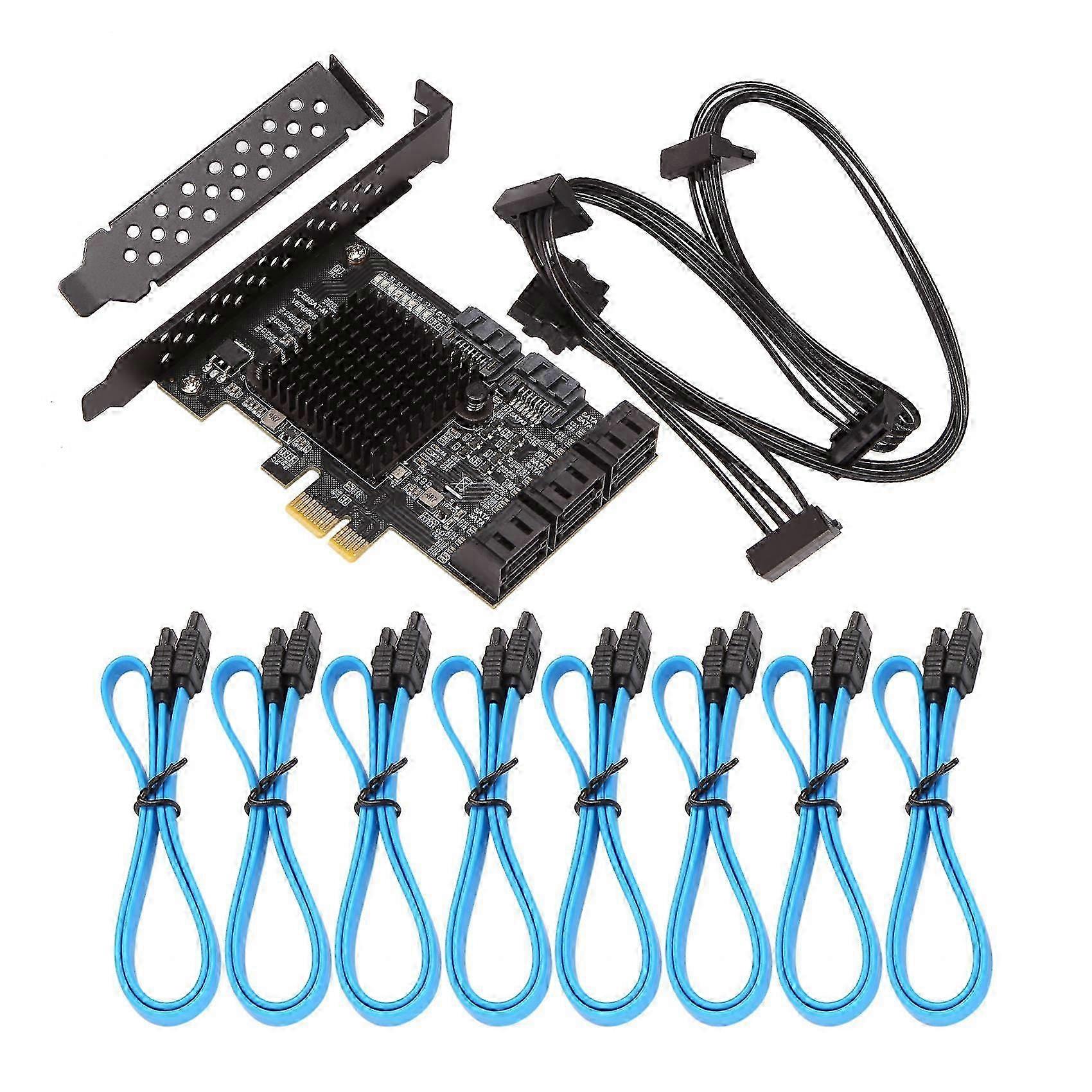 PCIE SATA Card 8 Port, 6Gbps SATA 3.0 PCIe Card, PCIe To SATA Controller Expansion Card, Upport 8 S