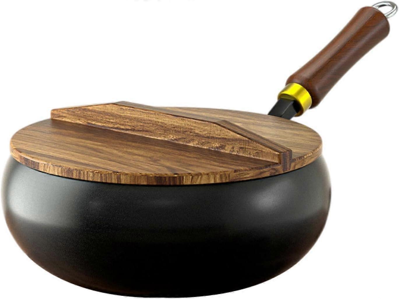 Non-stick Wok, 24 cm Woks and Pans, Manual Forging Pan, Flat Base, Wok Pan for Induction, Electric and Gas Hobs