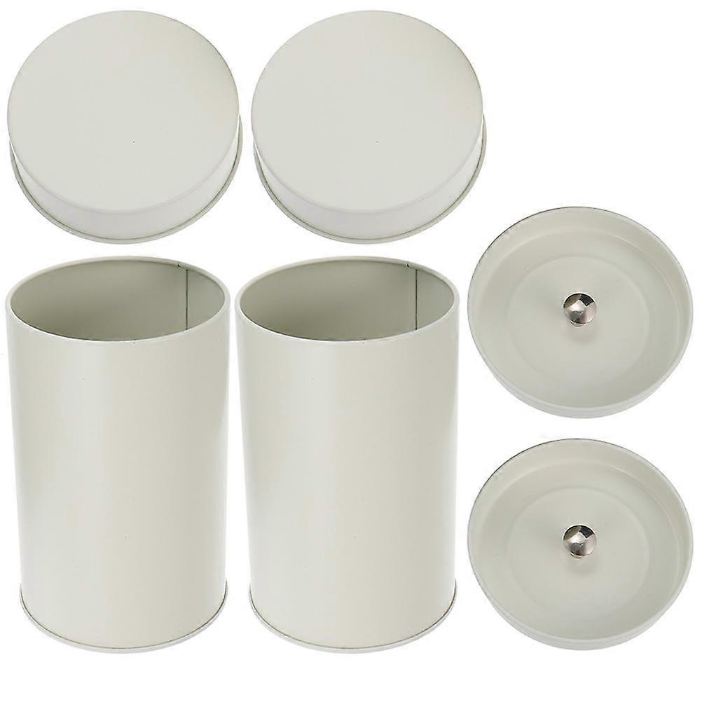 White Tinplate Tea Canister with Airtight Lid Stylish Storage for Tea Coffee and Sugar 2 Pcs