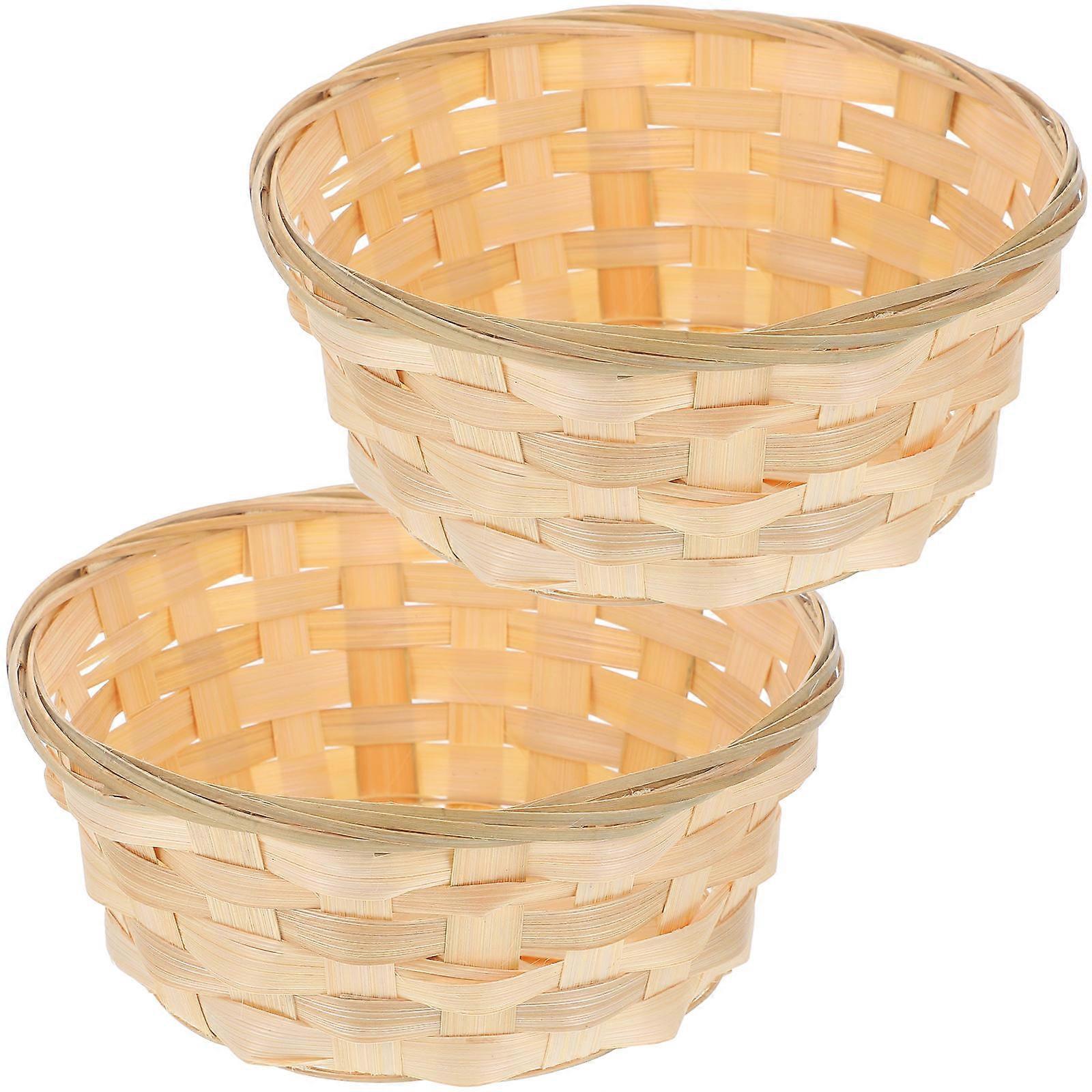 Bamboo Storage Basket for Household Use Lightweight and Egg Holder Beige 2Pcs