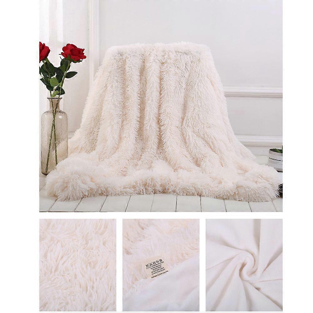 Extra Warm Lightweight Blanket Solid Color Sufficient for Winter Camping 160x130cm White 1Pcs