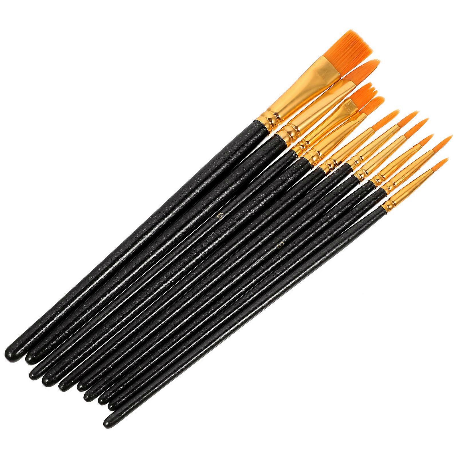 Nylon Paintbrush Set for Acrylic Painting Home Use Black Synthesis Material Safe for Kids Lightweight Easy to Control