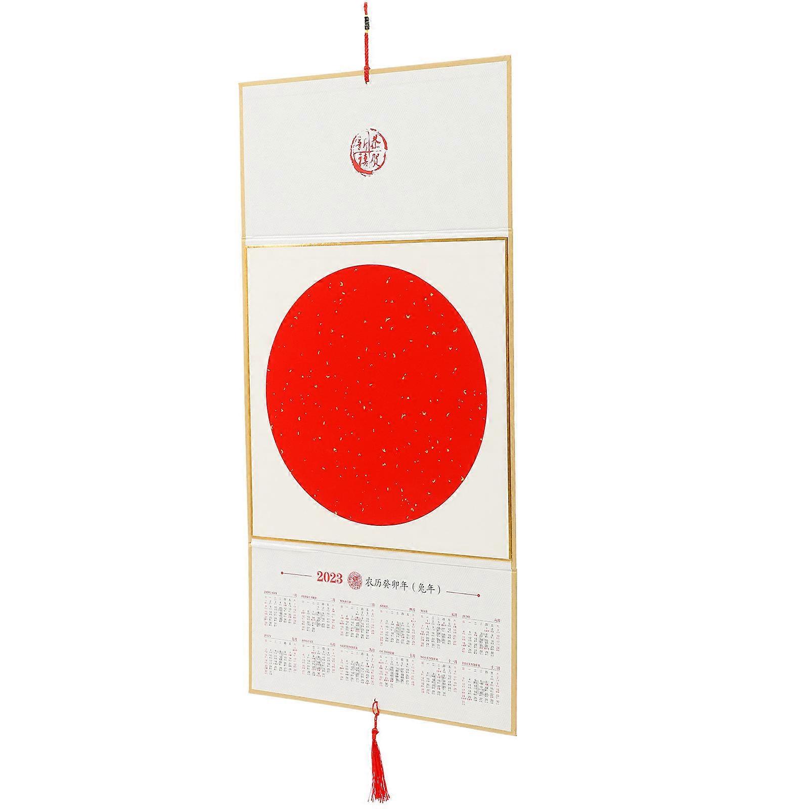 Hanging Lunar Year Calendar Planner Rectangular Polyester 27.51X13.36in Lunar Calendar Home Decoration 1Set