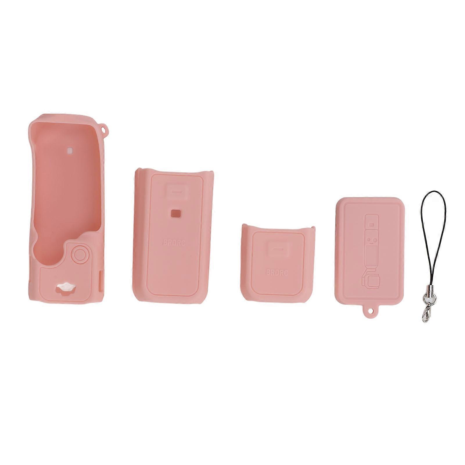 Silicone Protective Case Cover for Pocket 3 Dustproof Scratch Resistance Action Camera Protective Cover for Host and Battery Handle Pink