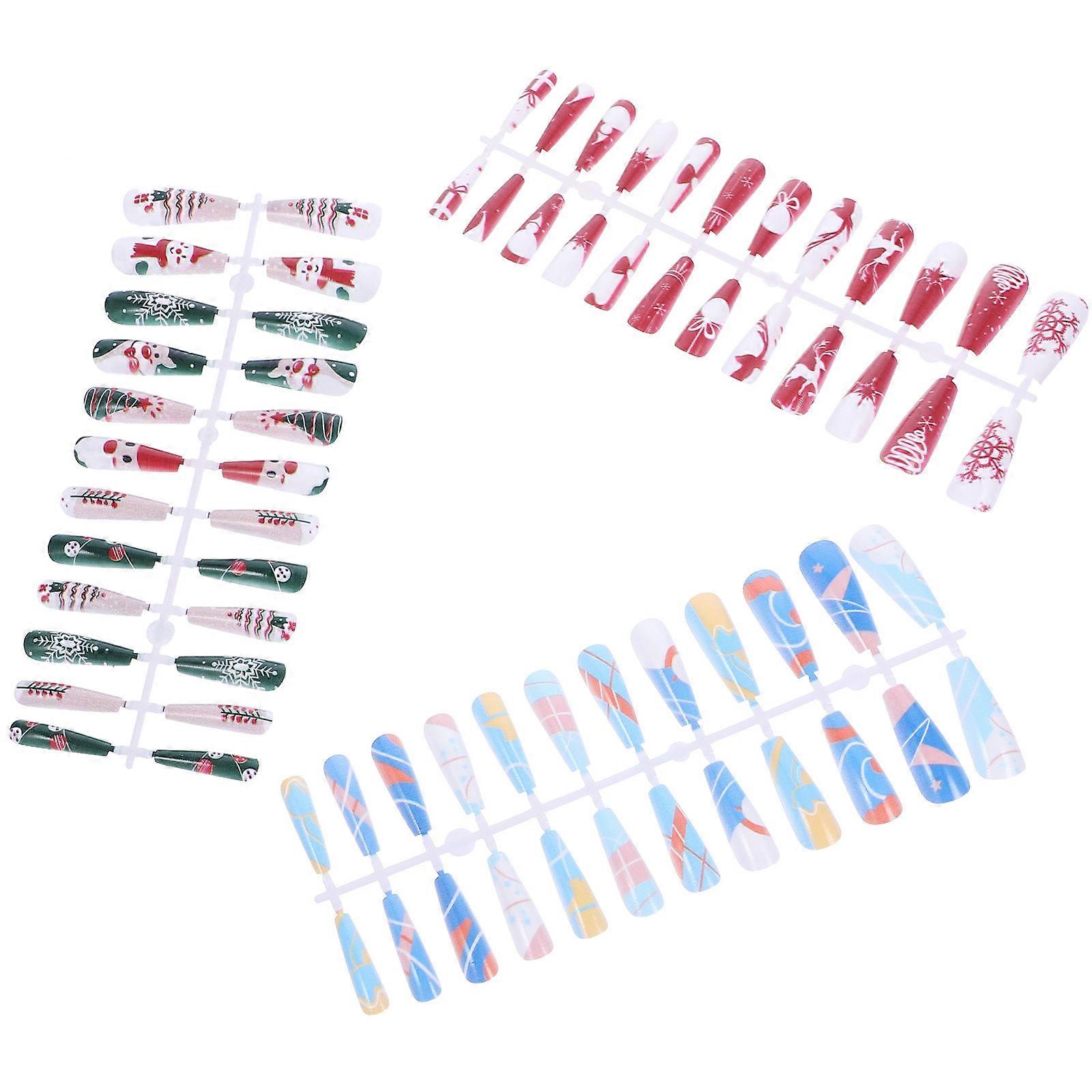 Manicure False Nails 3Pcs Full Cover Design Great For Daily Wearing Durable Quality