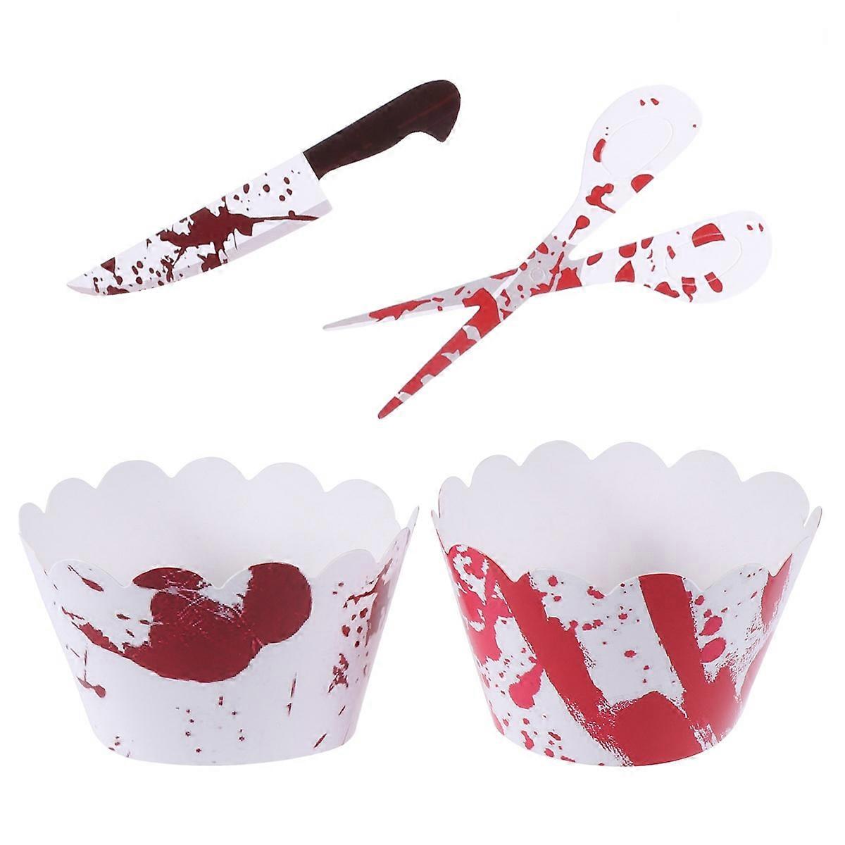 Halloween Cake Wrapper and Topper Set Assorted Color Paper for Cake Decoration 72pcs