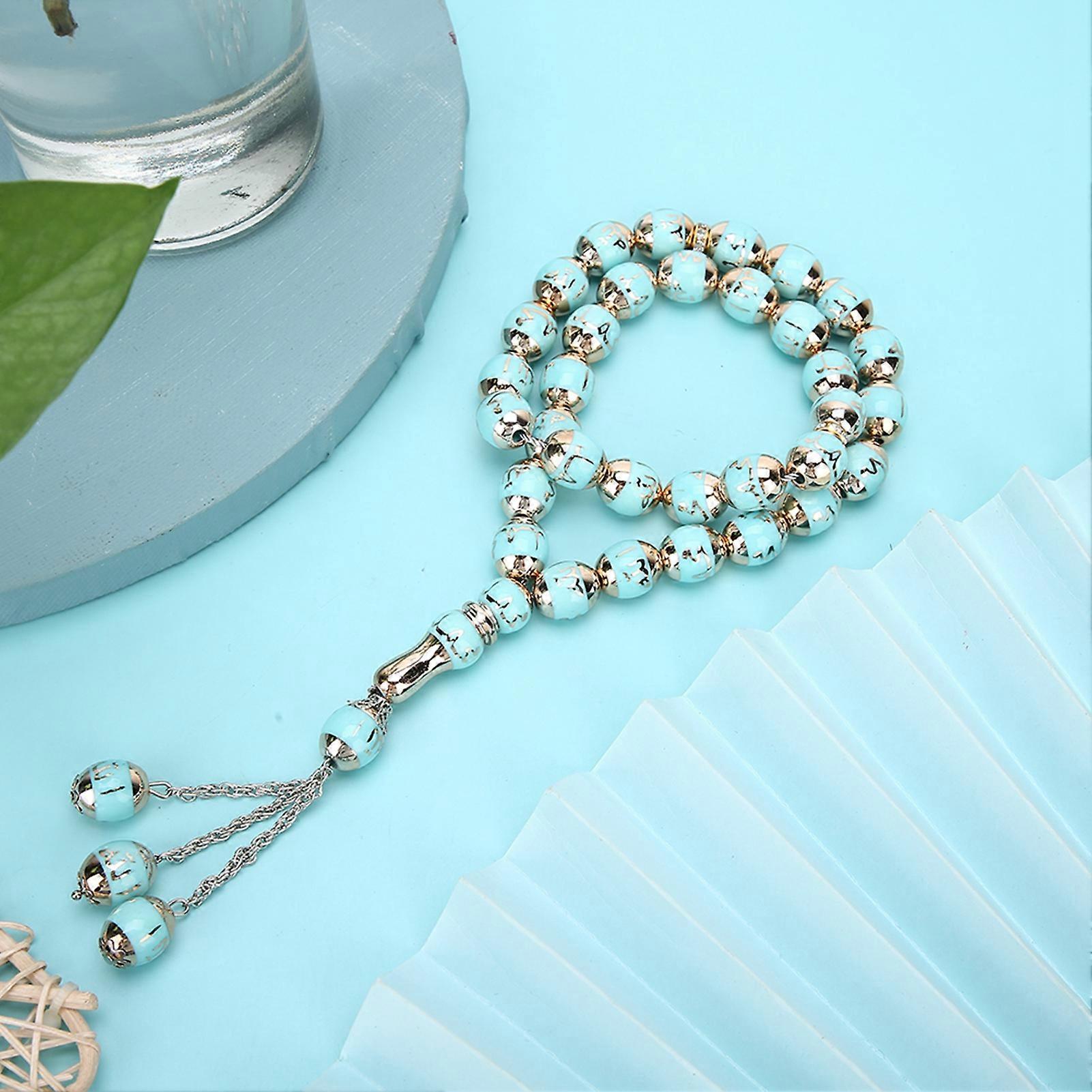 Resin Unisex Muslim Prayer Beads Round Rediing Words Rosary Worship Supplies Accessorylake blue