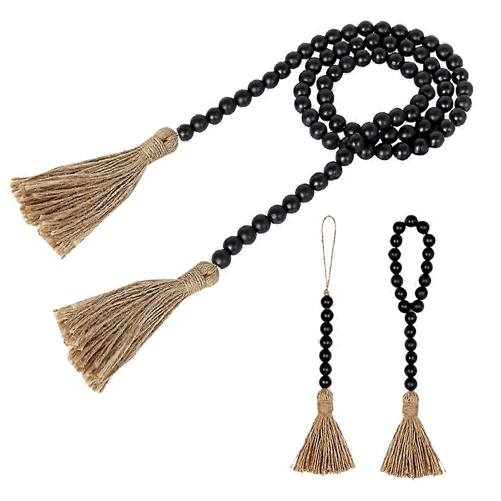 Black Hanging Wooden Bead String Ornaments for Home Decoration with Unique Design and Material 3pcs