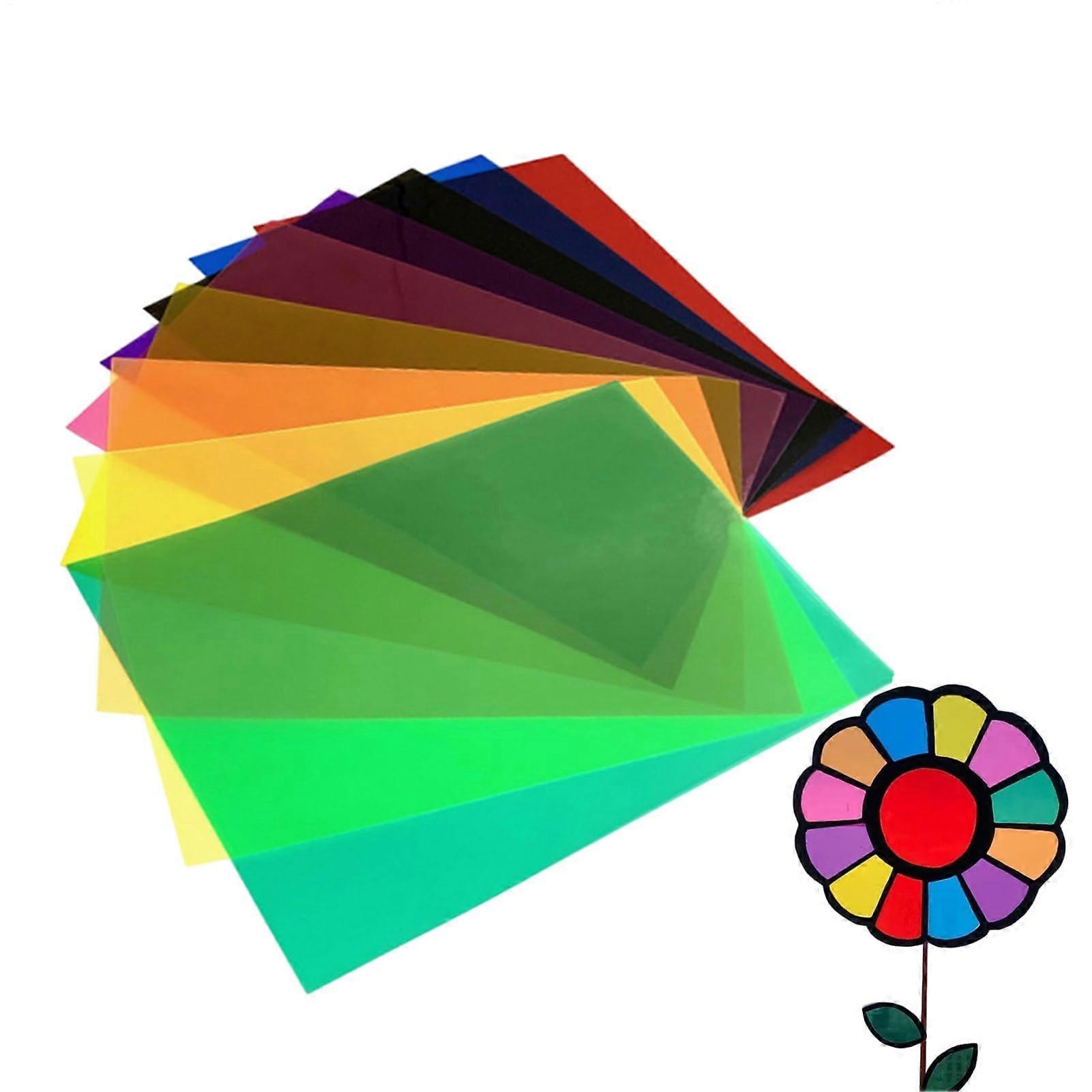 A4 Coloured Cellophane Sheets 10 Pack, 29.7x24.5 Inches Primary Film Sheets for Heat Insulation and Light Filters