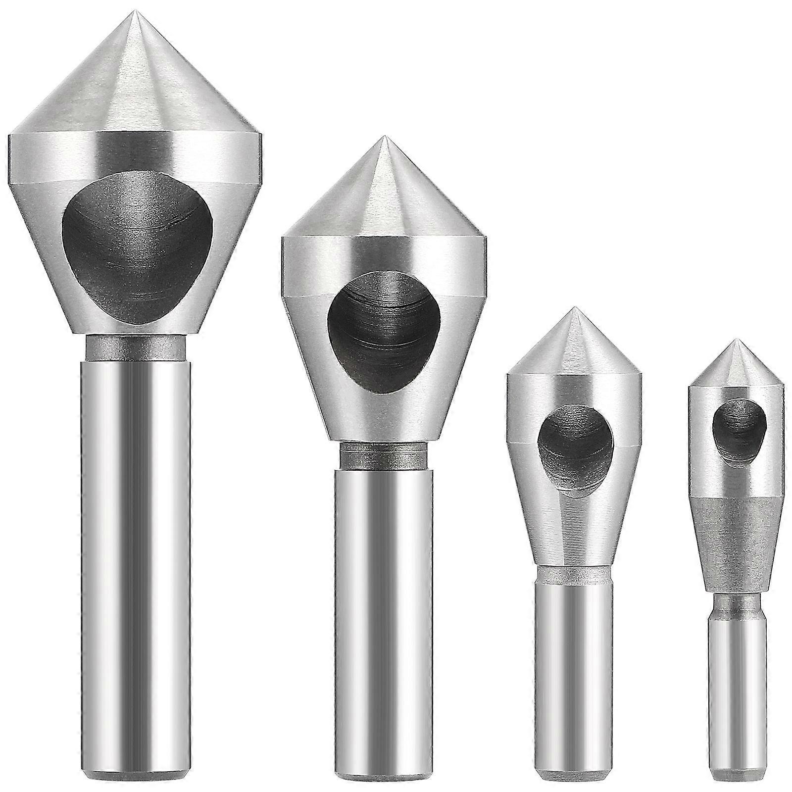4 Pcs Cobalt Steel Single-End Countersink Chamfer Tool Deburring Tool Set Round for Cutting Holes in Plastic Copper Aluminum Plate Insulation Boards P