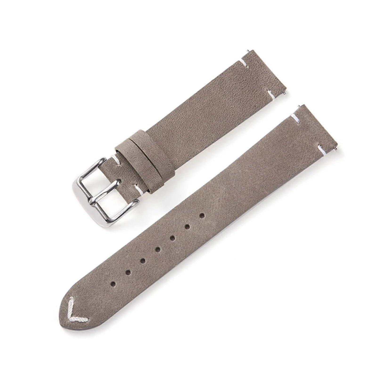 Retro First Layer Cowhide Leather Watch Band 18mm 20mm 22mm Soft Matte Quick Release Gray for Smart Watch