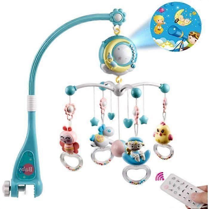 Baby crib mobile with music, night light, projector and bell - A679 - Blue